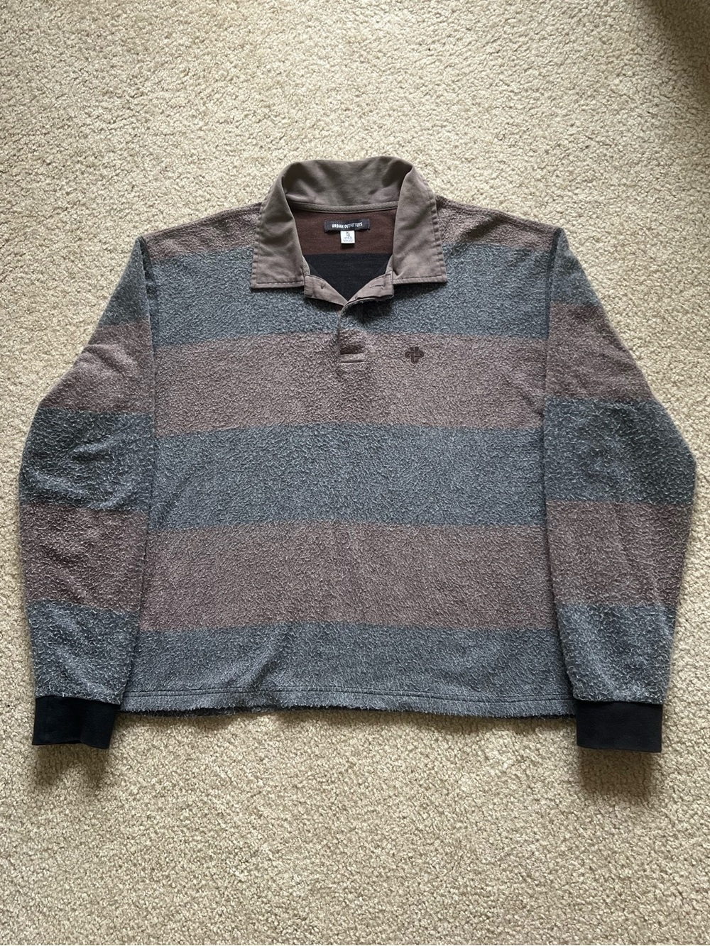 Striped Polo Cropped Sweater Urban Outfitters